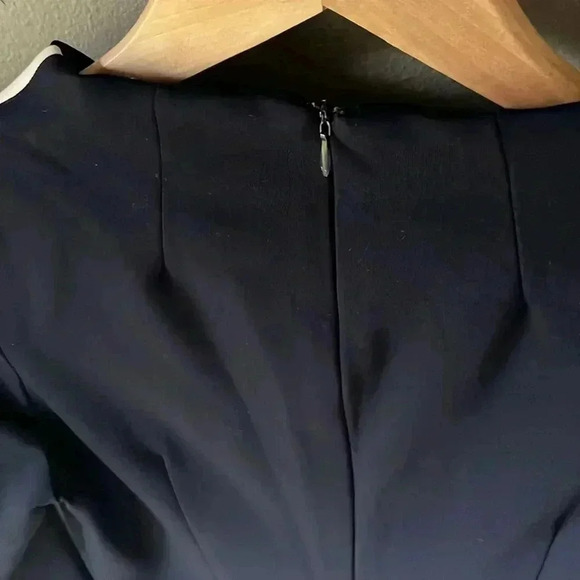 Monique Lagarde Tailored Contrast Stitch Navy and White Long Sleeve Dress Size L - Picture 7 of 12
